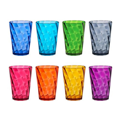 US Acrylic Optix Mini Plastic Reusable Drinking Glasses (Set of 8) 8oz Juice Cups in Jewel Tone Colors | BPA-Free Tumblers, Made in USA | Top-Rack Dishwasher Safe - size: 8 ounces
