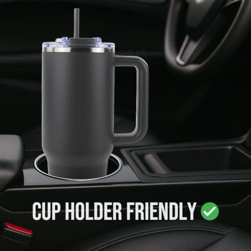 Hogg Big Swig 40oz Tumbler with Handle and Straw - Charcoal Gray, 40 oz Tumbler, Insulated Cup with Handle, 40oz Water Bottle with Straw, Thermal Cups, Leak Proof Lid, Travel Mugs, Stainless Steel - color: Charcoal Gray