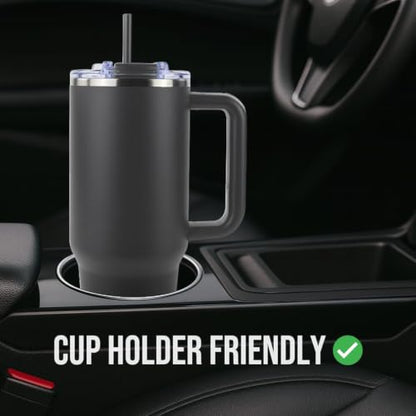 Hogg Big Swig 40oz Tumbler with Handle and Straw - Charcoal Gray, 40 oz Tumbler, Insulated Cup with Handle, 40oz Water Bottle with Straw, Thermal Cups, Leak Proof Lid, Travel Mugs, Stainless Steel - color: Charcoal Gray