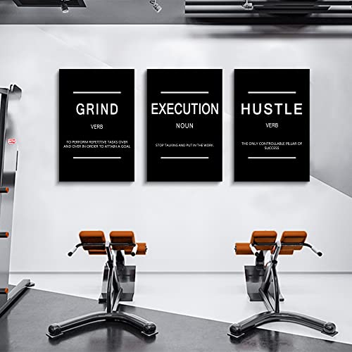 Framed Canvas Wall Art Success Quote, Office Wall Art, Black Large Poster, Positive Motivational Set of 3 Prints, Execute Failure Definition, Inspirational Print (B-3pcs,16x24inchx3pcs) - color: B-3pcs, size: 16x24inchx3pcs