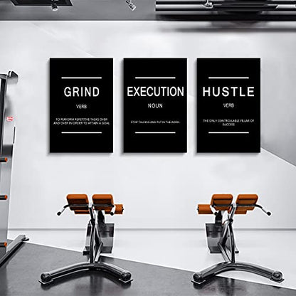 Framed Canvas Wall Art Success Quote, Office Wall Art, Black Large Poster, Positive Motivational Set of 3 Prints, Execute Failure Definition, Inspirational Print (B-3pcs,16x24inchx3pcs) - color: B-3pcs, size: 16x24inchx3pcs