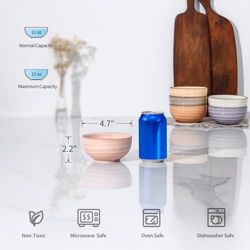 Selamica Ceramic Ice Cream Bowls, 12 OZ Dessert Bowls Set of 6, 4.7 Inch Small Bowls for Snack, Side Dish, Fruits, Microwave Dishwasher Safe, Maillard - color: Maillard, size: 12 Oz