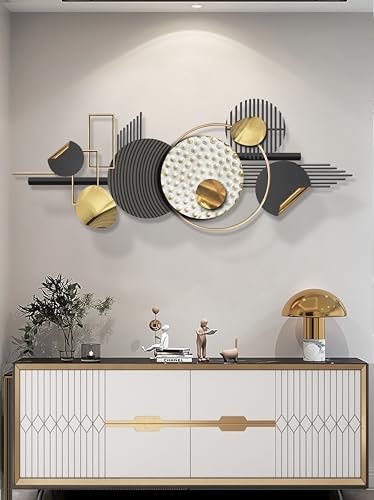 ERMOFAV Large Metal Wall Decor for Living Room,Black White Art 59×20 In | Modern Abstract Geometric Decoration Aesthetic Bedroom Kitchen Home Office Sculpture Gift Indoor - style: wall sculpture 3