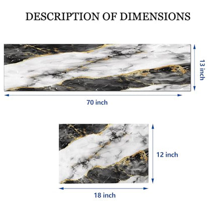 Mcalk Black Marble Table Runner and Placemats Set of 6, Marble Print Placemats, Modern Cloth Place Mats Indoor for Kitchen,Washable Linen Material for Dining Table - color: 02black