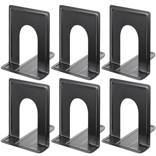 MaxGear 8.5 in Extra Large Heavy Duty Book Ends, Black Metal Bookends | Premium Non-Skid Bookend for Shelves, , Classic Book Stopper for Books/Movies/CDs/Games, 8.5 x 5.9 x 7.8 in,3 Pairs - size: XL - 3 Pairs