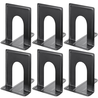 MaxGear 8.5 in Extra Large Heavy Duty Book Ends, Black Metal Bookends | Premium Non-Skid Bookend for Shelves, , Classic Book Stopper for Books/Movies/CDs/Games, 8.5 x 5.9 x 7.8 in,3 Pairs - size: XL - 3 Pairs