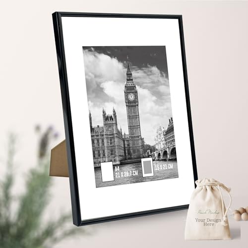 GOmaize Front Loading Aluminum alloy Black Picture Frame A4 Set of 3 Wall and Table Mounting - color: Black, size: A4