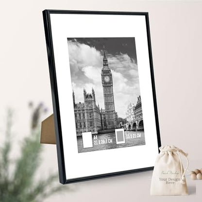GOmaize Front Loading Aluminum alloy Black Picture Frame A4 Set of 3 Wall and Table Mounting - color: Black, size: A4