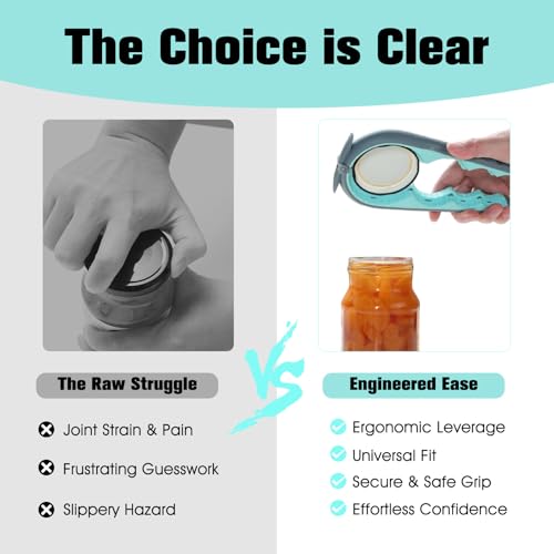 Jar Opener for Weak Hands, Seniors with Arthritis, Blue | 5-in-1 Multi-Function Bottle & Can Opener with Ergonomic Non-Slip Handle, Kitchen Tool Set