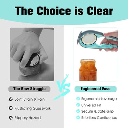 Jar Opener for Weak Hands, Seniors with Arthritis, Blue | 5-in-1 Multi-Function Bottle & Can Opener with Ergonomic Non-Slip Handle, Kitchen Tool Set