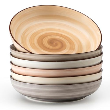 Sweese 6-Pack Ceramic Pasta Bowls, Neutral Extra Large 30 Fl Oz Durable Professional Grade - color: Neutral
