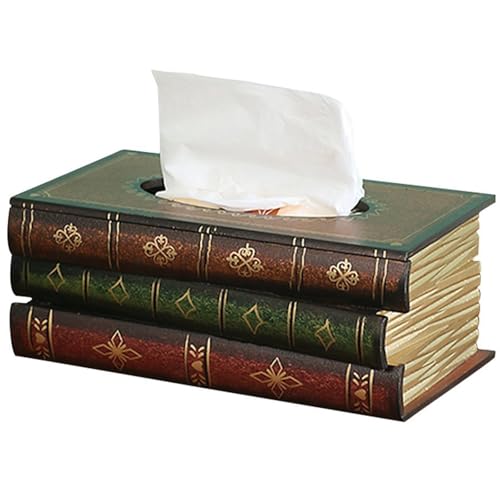 Tosnail Elegant Wooden Antique Book Tissue Holder Dispenser/Novelty Napkin Holder, 10.75 x 6.5 x 4 Inches