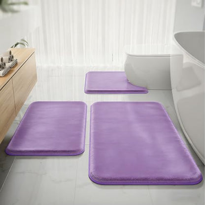 RUN HELIX Bathroom Rugs Sets 3 Piece, Soft Absorbent Memory Foam Bath Mats Set, Dry Fast Bath Mat, Machine Washable Bath Rug Set for Bathroom （Lilac） - color: Lilac