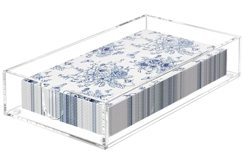 HBlife Acrylic Guest Towel, Paper Napkin Holder Tray for Bathroom - Clear Waterproof Disposable Paper Hand Towel Dispenser, Modern Flat for Table, Kitchen, Home, Hotel, Office - color: Clear Guest Towel Tray