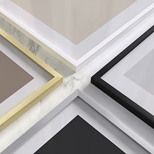 HAUS AND HUES 12x12 Gold Metal Picture Frame Matted to 8x8 - Features Premium Aluminum & Hanging Hardware, Shatterproof Plexiglass - Ideal for Home, Office (12x12 in, Gold, Set of 1) - color: Gold Metal, size: 12x12 in, style: Set of 01