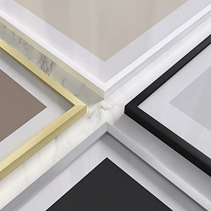 HAUS AND HUES 12x12 Gold Metal Picture Frame Matted to 8x8 - Features Premium Aluminum & Hanging Hardware, Shatterproof Plexiglass - Ideal for Home, Office (12x12 in, Gold, Set of 1) - color: Gold Metal, size: 12x12 in, style: Set of 01