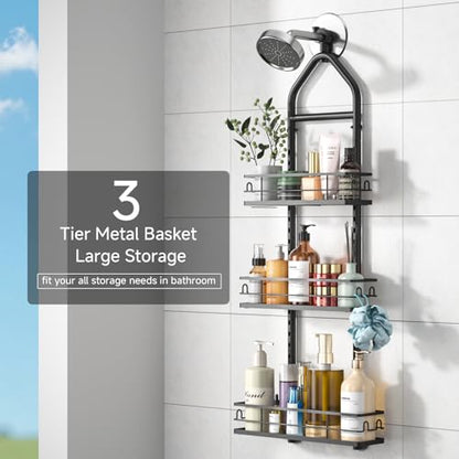 3 Tier Hanging Shower Head Caddy, Adjustable Hanging Shower Caddy Over Showerhead, No Drilling Handing Racks Rustproof for Bathroom Shampoo Soap Storage - style: 3 Tier