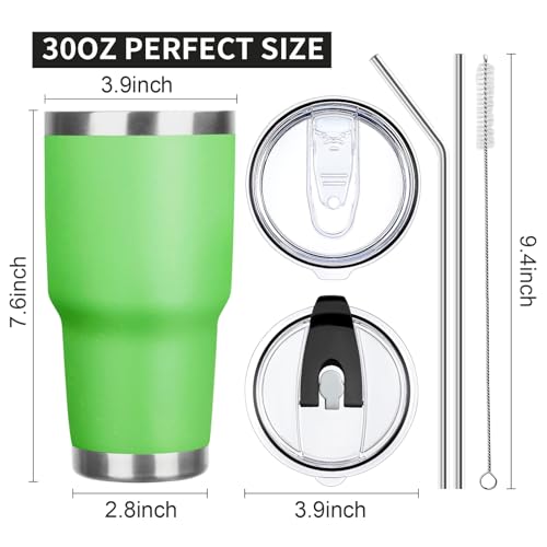 30 oz Tumbler with Lids and Straws Double Wall Vacuum Insulated Tumbler Cup,Stainless Steel Leak-proof Thermal Tumbler Travel Coffee Mug for Cold and Hot Drinks,Avocado Green - color: Avocado Green, size: 30 Ounces