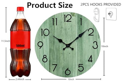Wall Clock, Modern Wall Clocks Battery Operated, Silent Non Ticking Clock Decorative for Living Room, Office, Home, School 10 Inch (Light Green) - size: 10 Inch