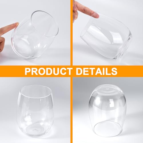KX-WARE Unbreakable 18-ounce Acrylic Stemless Wine Glasses, set of 6 Clear