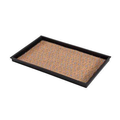 Anji Mountain AMB0BT2F-007 Black Rubber Boot/Shoe Tray with Coir, Fits 2 Pair (24.5" Wide), Tan & Blue Insert - color: Tan and Blue Insert, size: 24" x 14" x 1.5"