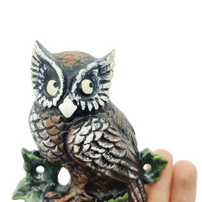 Rustic Coat Key Hanger, Owl Decorative Wall Mounted Coat Hooks, Cast Iron Animal Hooks Coat Towel Bag Hat Hanger Multiuse Entryway - color: Painted Owl