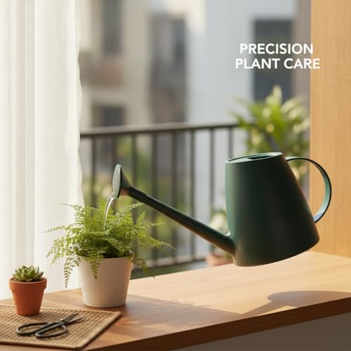 1.8L Long Spout Watering Can for Indoor Plants, Durable PP Plastic Pot Waterer with Precise Flow Control for Home Garden, Balcony & Windowsill - color: Green