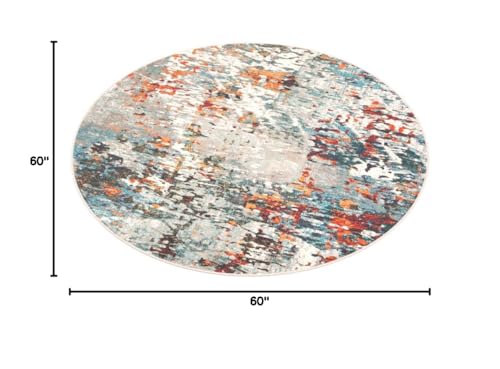 SAFAVIEH Madison Collection Area Rug - 5' Round, Grey & Blue, Modern Abstract Design, Non-Shedding & Easy Care, Ideal for High Traffic Areas in Living Room, Bedroom (MAD471F) - color: Grey/Blue, size: 5' (Round)