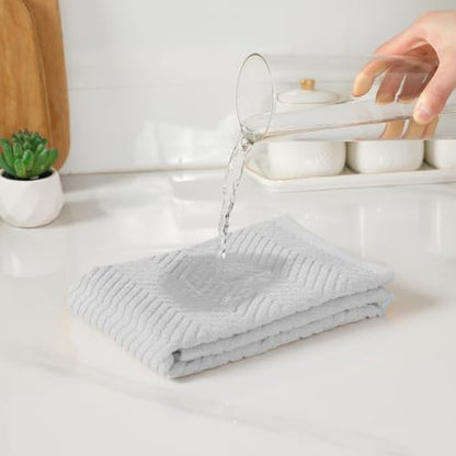 100% Cotton Kitchen Towels and Dishcloths Set, Pack of 8 Super Absorbent 16" x 25" Kitchen Towels and 13" x 13" Dish Cloths (400 GSM) - color: White Grey Black Set, style: 8-Piece Set