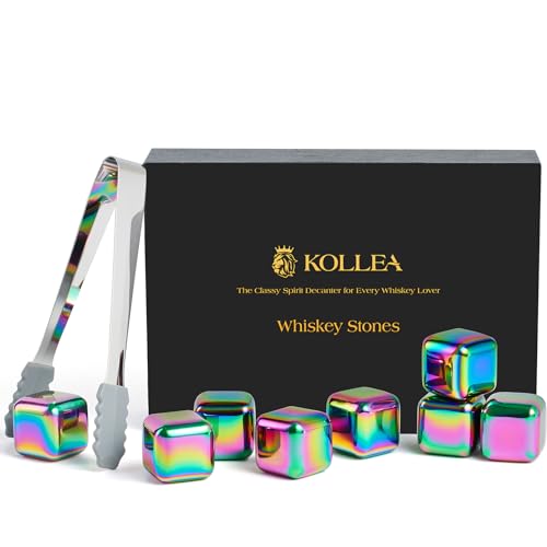 Kollea Whiskey Stones 8-Pack Stainless Steel Chilling Rocks Set, Multicolor | Food-Grade 304 Stainless Steel Cubes with -5℃ to -10℃ Freezing Point, No Dilution Chilling, Unique Gifts for Men, Dad - size: C - 8 PCS Multicolor