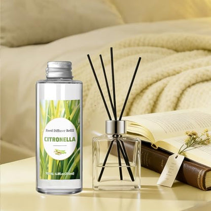 STRN Citronella Reed Diffuser Refill, Lemongrass Scented Diffuser 200ML | Summer Long-Lasting Fragrance for Living Room, Bedroom, Office - color: Green 2