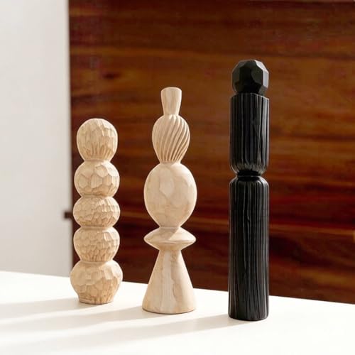 3 Pieces Geometric Resin Sculpture Minimalist Style Modern Tabletop Figurine Set Easy to Clean Abstract Statue for Bookshelf