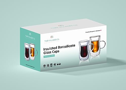 4 Oz Double Wall Borosilicate Insulated Glass Coffee Mug Set of 6, 120ml Coffee Cups with Handle for Tea, Latte - Perfect Espresso Cup Gift - color: 6 pcs 4 oz