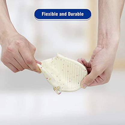 Thickened Mini Silicone Oven Mitts Heat Resistant as Hot Pot Holder, Baking Holder, Rubber Oven Gloves, Finger Pinch Grips, Potholder Mitts for Kitchen Cooking, 1 Pair, White Confetti - color: White Confetti