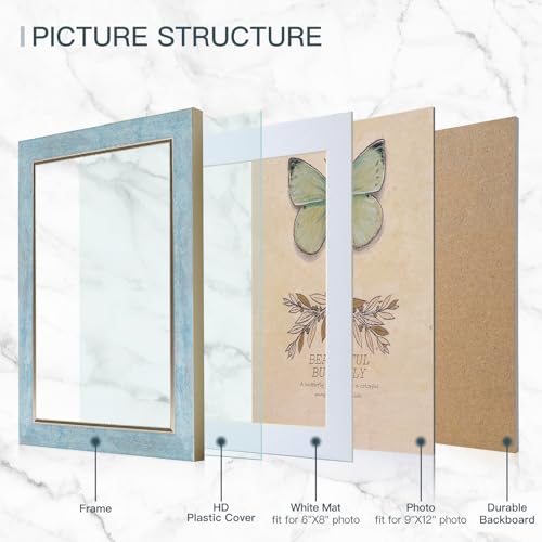 XUANLUO 9x12 Picture Frames Set of 4 Rustic Retro Photo Frame with HD Plastic Cover for Wall Mount and Tabletop Display Family Friends Wedding Gift - color: mix, size: 9×12 inch