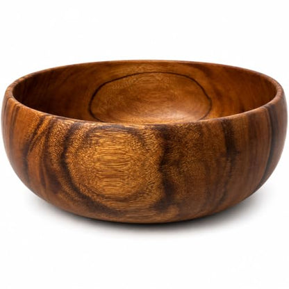 Handcrafted Hawaiian Wood Serving Bowl – Organic Acacia Natural Wooden Salad, Soup, Decor, Fruit & Candy Bowl (X-Large 5x12 inch) - size: Extra Large