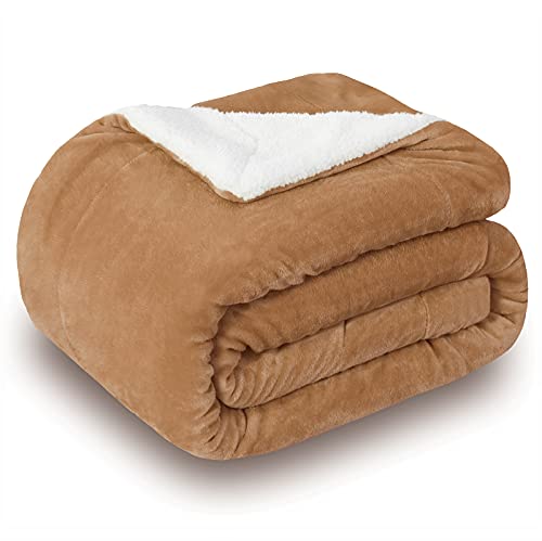 Sherpa Fleece Throw Blanket, Camel, 50x60 inches | Double-Sided Super Soft Luxurious Plush Blanket Throw Size - color: Camel, size: 50"×60"