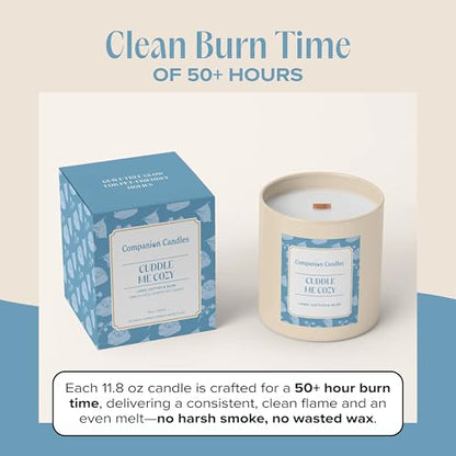Cuddle Me Cozy Pet-Friendly Scented Candle – Linen, Cotton & Musk Fragrance - Coconut Soy Wax Candle with Wooden Wick, Approx. 50-Hour Burn Time, Made in USA, 11.8 oz - color: Cuddle Me Cozy