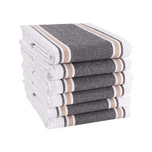 LFH Home Soft Cotton Dish Towels Premium Absorbent Kitchen Towels for Cleaning Drying and Wiping Counters Decorative Tea Towels Stylish and Fade Resistant Drying Dishes Easy to wash-18x28Inch-Charcoal - color: Charcoal, size: 18x28 - Broad Stripe