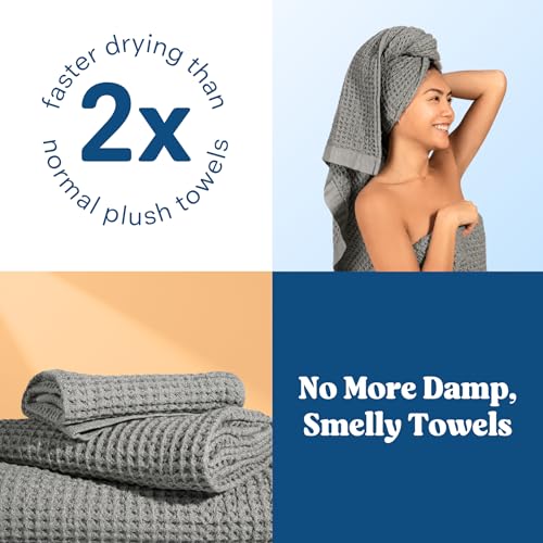 ONSEN Supima® Waffle Bath Sheet, Large, Quick Dry Lint Free 100% USA Cotton, Oversize Lightweight Absorbent Bath Sheet, 38x67 in (Cinder Grey, 1x Bath Sheet) - color: Cinder Grey, size: Bath Sheet