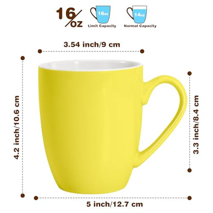 Urbanstrive 16 oz Large Coffee Mug with Handle Tea Cup Novelty Coffee Cup Idea Gift for Men Women Office Work (Yellow) - color: Yellow