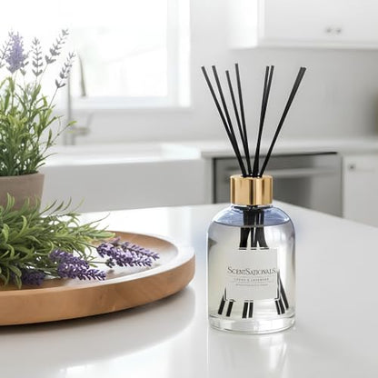 ScentSationals Cedar & Lavender Water-Based Reed Diffuser - 5 FL OZ | Lavender, White Cedar, & Mahogany Scented Aromatherapy Reed Diffuser