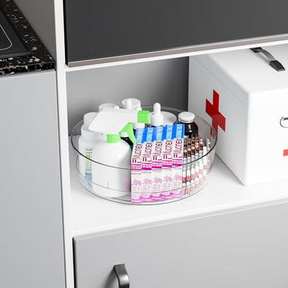 4 Pack 12" W Clear Acrylic Lazy Susan Turntable for Cabinet,Refrigerator,Pantry and Kitchen - with Handle - Large Fridge Sauce Condiment Turn Table Organizer,Spinning Round Spice Rack Carousel - size: 4 Pack-12 Inch