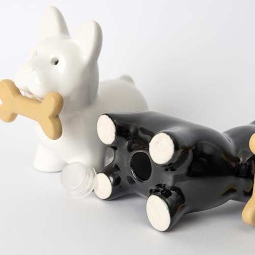Fisura - Original salt and pepper shaker "dog". Salt and pepper set for the table in the shape of a dog. Ceramic salt and pepper shaker set. 2 pieces. 1.97 x 3.54 inches - color: Dog