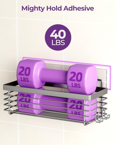 Shower Caddy Adhesive 3 Pack Stainless Steel Storage Organizers-Grey | No drilling wall mounted,rust-resistant,large capacity,quick drainage,easy to clean,suitable for bathrooms and kitchens - color: Grey