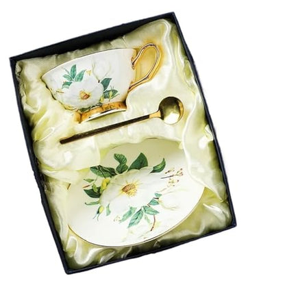 Strictly Bone China Coffee Cup and Saucer Set Ceramic British Afternoon Tea - color: B