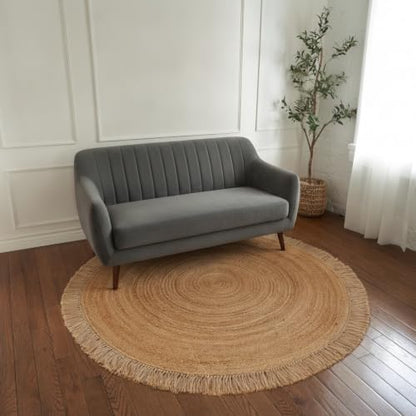 Hand Woven Jute Round Rug, Natural Reversible Boho Area Rug for Entryway, Kitchen, Living Room and Bedroom I Farmhouse Indoor Floor Rug - 5ft, Circular - size: 5' (Round)