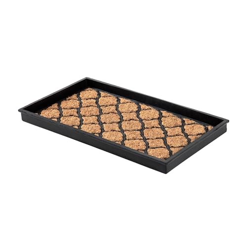 Anji Mountain Heavy Duty Waterproof Rubber Shoe Storage Mat Organizer/Boot Storage Tray Multi Use for Entryway with Coir, Tan Insert, Fits 2 Pair (24.5" Wide) - color: Trellis and Rubber Insert, size: 24" x 14" x 1.5"
