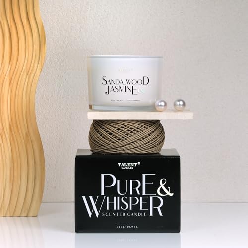 Scented Candle, Talent Candles for Home Scented, 3 Wicks Soy Candles, Candle Gifts for Women & Men, Contemporary Jar Candles, 25 hrs Burn, 10.9oz Sandalwood & Jasmine, TCGG8100A