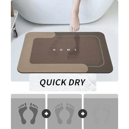 Housego Absorbent Bath Mat, Quick Dry Bath Rug, Non-Slip, 15.7x23.6 Inch, Brown - color: Brown, size: 1 Rectangular Piece (15.7" x 23.6")